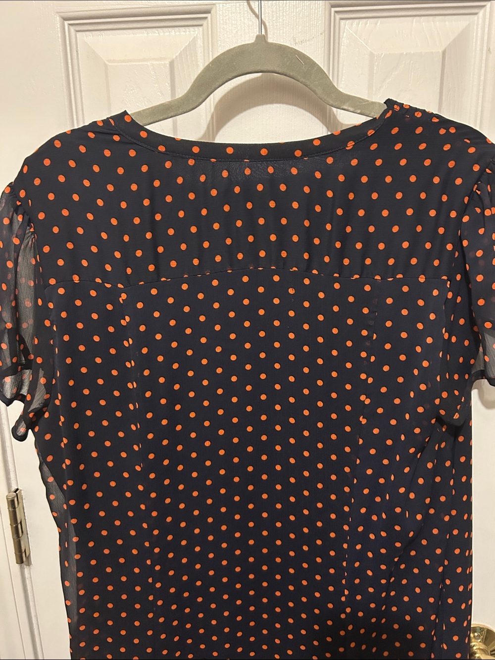 MSK Navy Blue Midi Dress with Orange Polka Dots - Picture 10 of 10